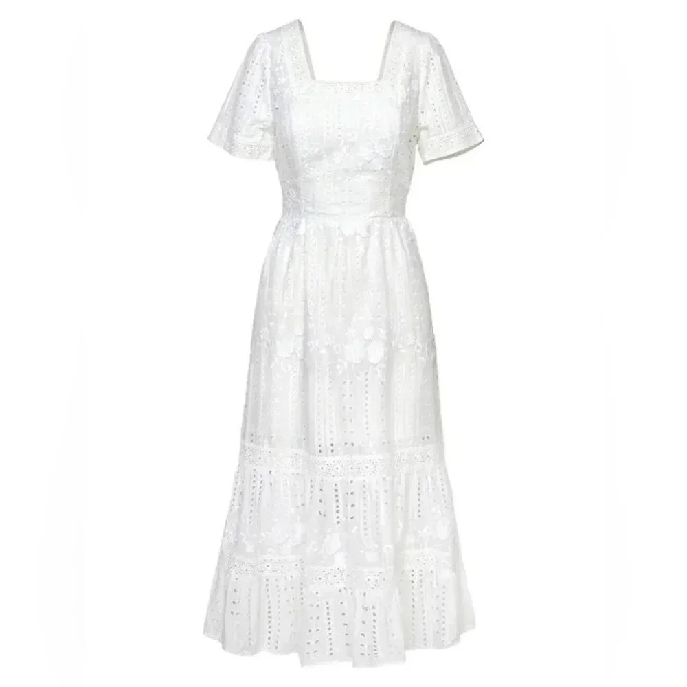 Adelyn Rae Embroidered Cotton Day Midi Dress - Picture 1 of 6